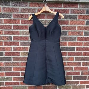Kate Spade Black Ponte Fit and Flare V Neck and Back Zipper Stiff Mini Dress